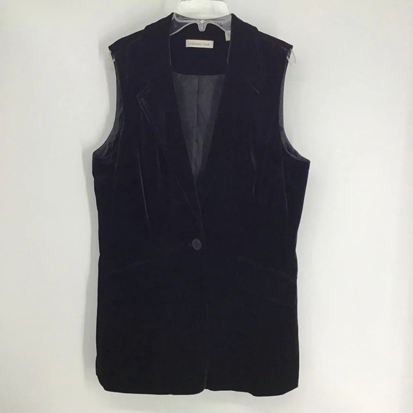 Coldwater Creek Women’s Velvet Boyfriend Vest Single Breast Black Size 12 - Picture 1 of 7